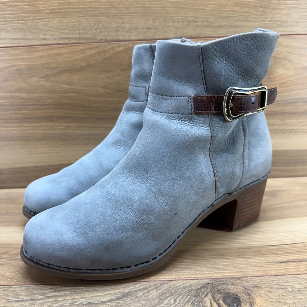 DANKSO Hartley Boots Womens 9 EU 39 Gray Nubuck Block‎ Heel Zipper Comfort